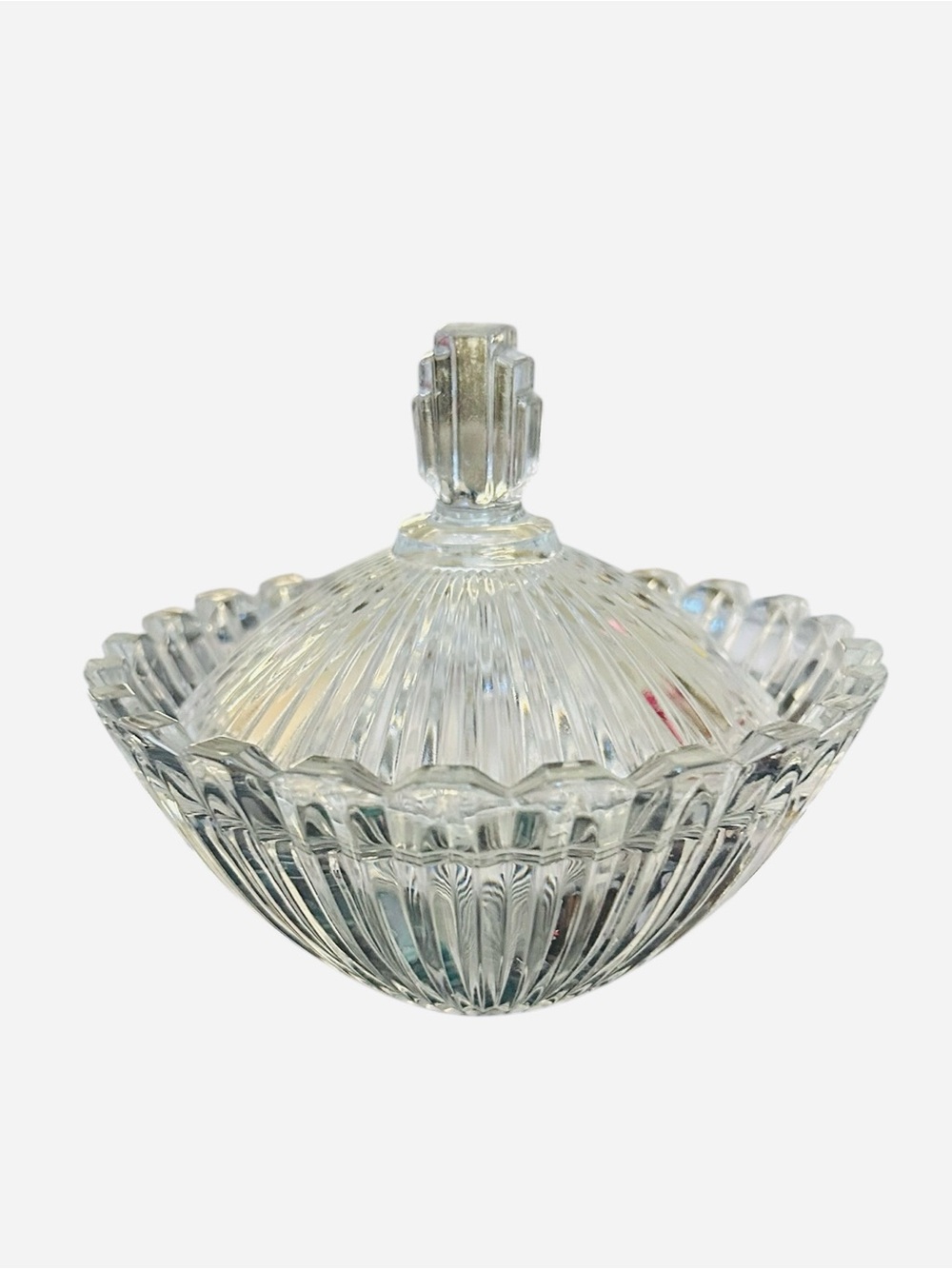Vintage Mikasa "MARQUETTE" trinket dish ribbed design and lid